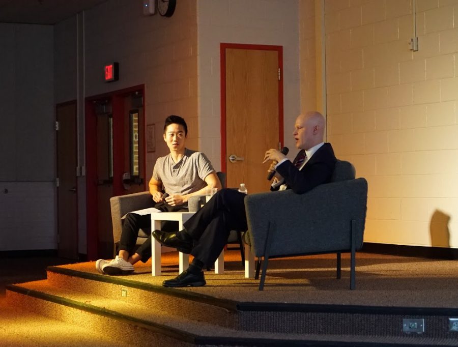 School+board+member+Ryan+McElveen+shares+his+thoughts+with+Madison+students+during+MADTalks.