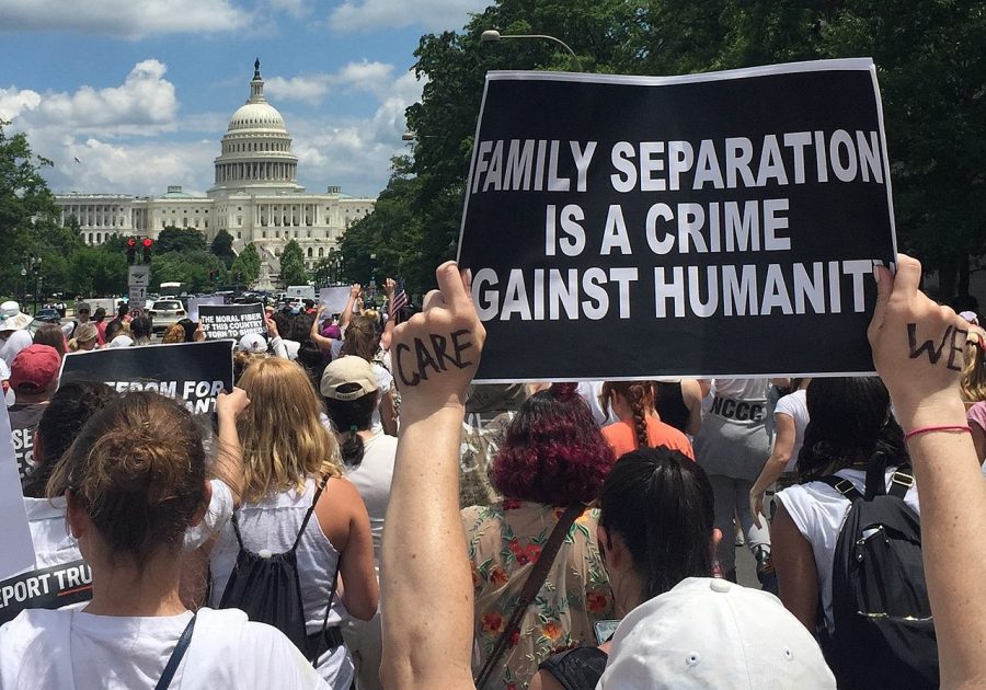 Demonstrators at the June 2018 Women Disobey protest march against the Trump administrations zero tolerance immigration policy in Washington, D.C. (PHOTO COURTESY OF WIKIMEDIA COMMONS)