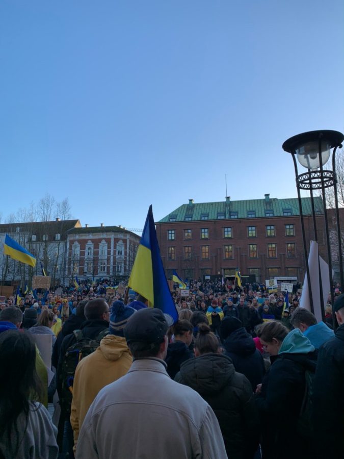 This pro-Ukraine protest that Lindholt attended in Aarhaus had roughly 2,000 demonstrators, which was way more than expected, according to Lindholt. 